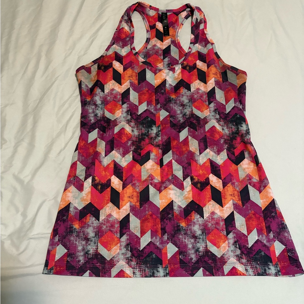 Geometric Patterned Racerback Tank Top